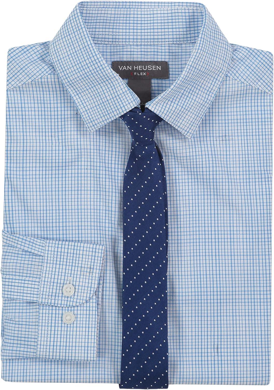 imageVan Heusen Boys Long Sleeve Collared Buttondown Dress Shirt and Tie SetAzure Blue