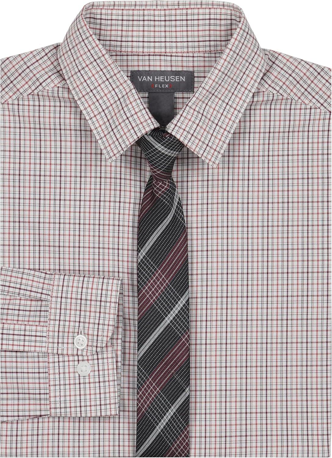 imageVan Heusen Boys Long Sleeve Collared Buttondown Dress Shirt and Tie SetBrickCheck