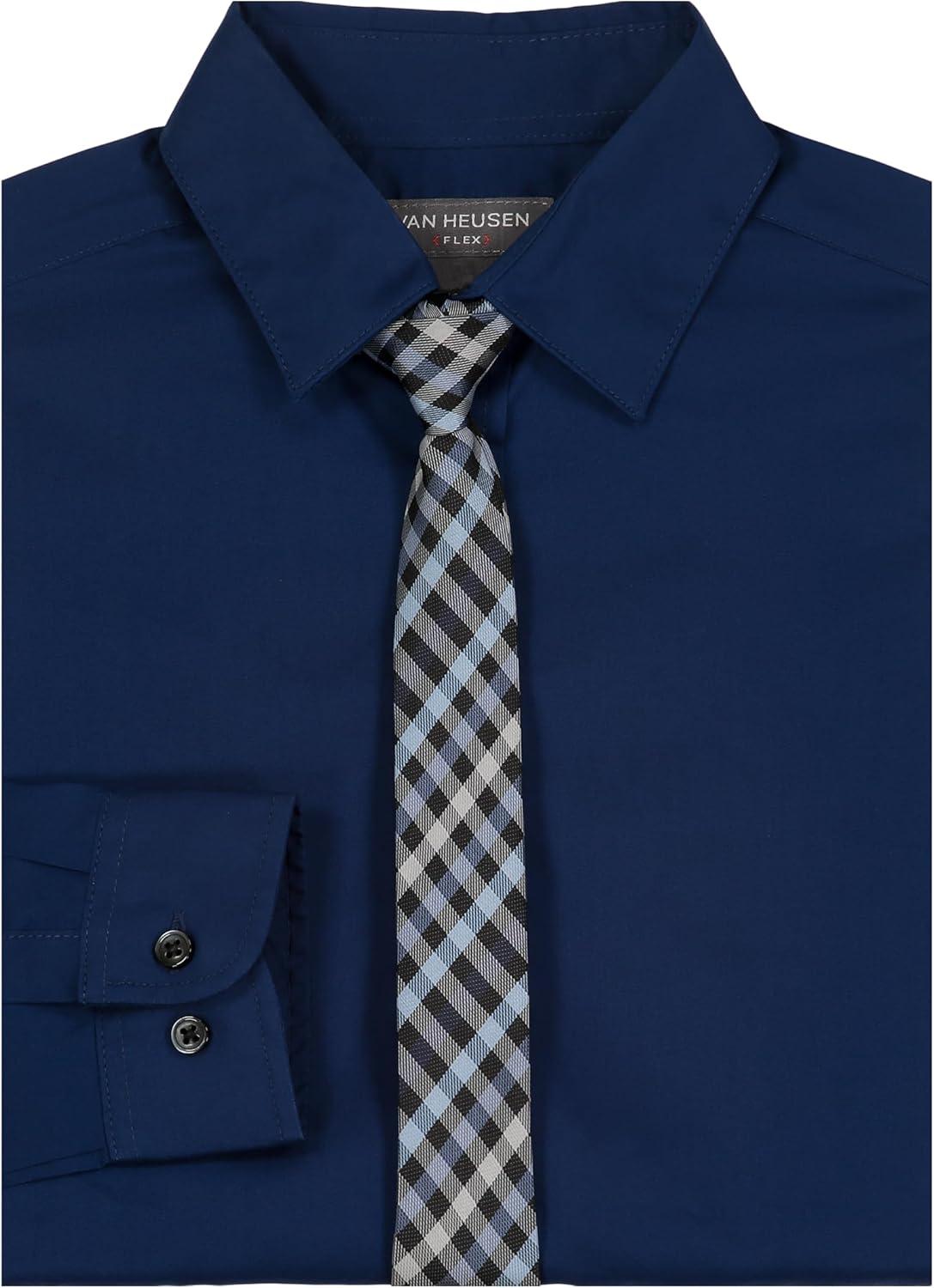 imageVan Heusen Boys Long Sleeve Collared Buttondown Dress Shirt and Tie SetEstate Blue