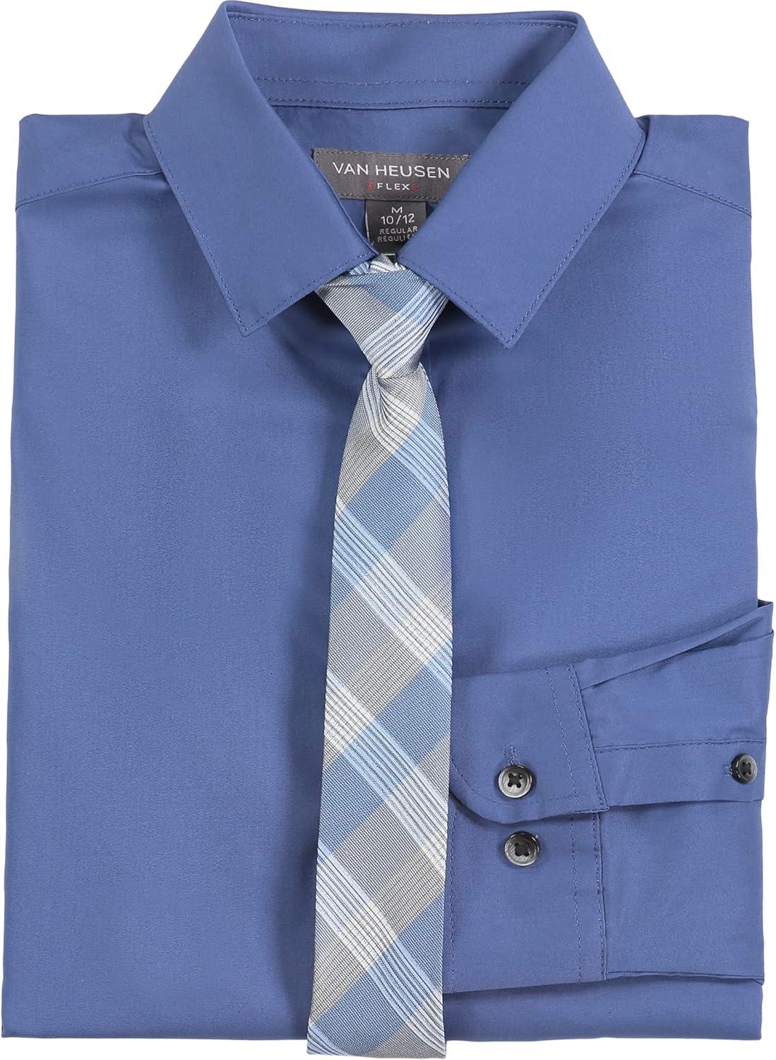imageVan Heusen Boys Long Sleeve Collared Buttondown Dress Shirt and Tie SetEstonian Blue