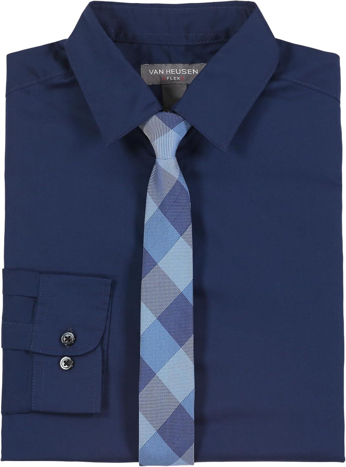 imageVan Heusen Boys Long Sleeve Collared Buttondown Dress Shirt and Tie SetFlag Blue