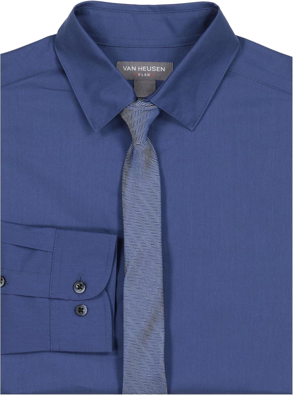imageVan Heusen Boys Long Sleeve Collared Buttondown Dress Shirt and Tie SetMedium Blue