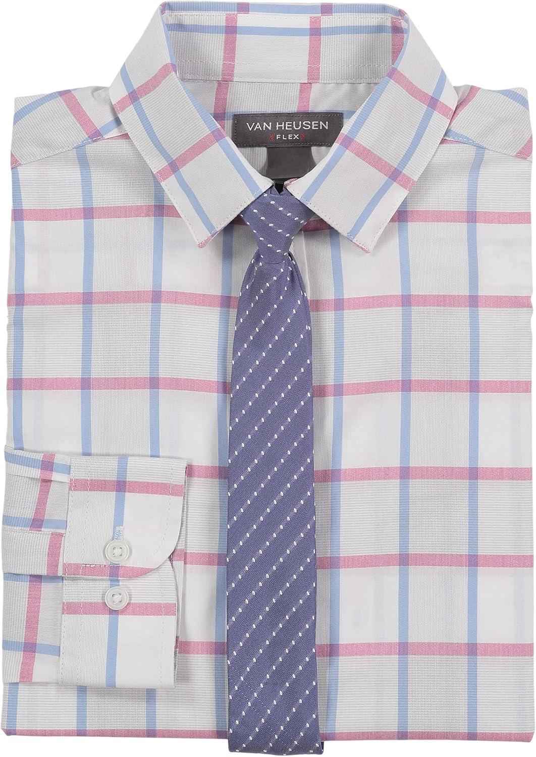 imageVan Heusen Boys Long Sleeve Collared Buttondown Dress Shirt and Tie SetRed Violet