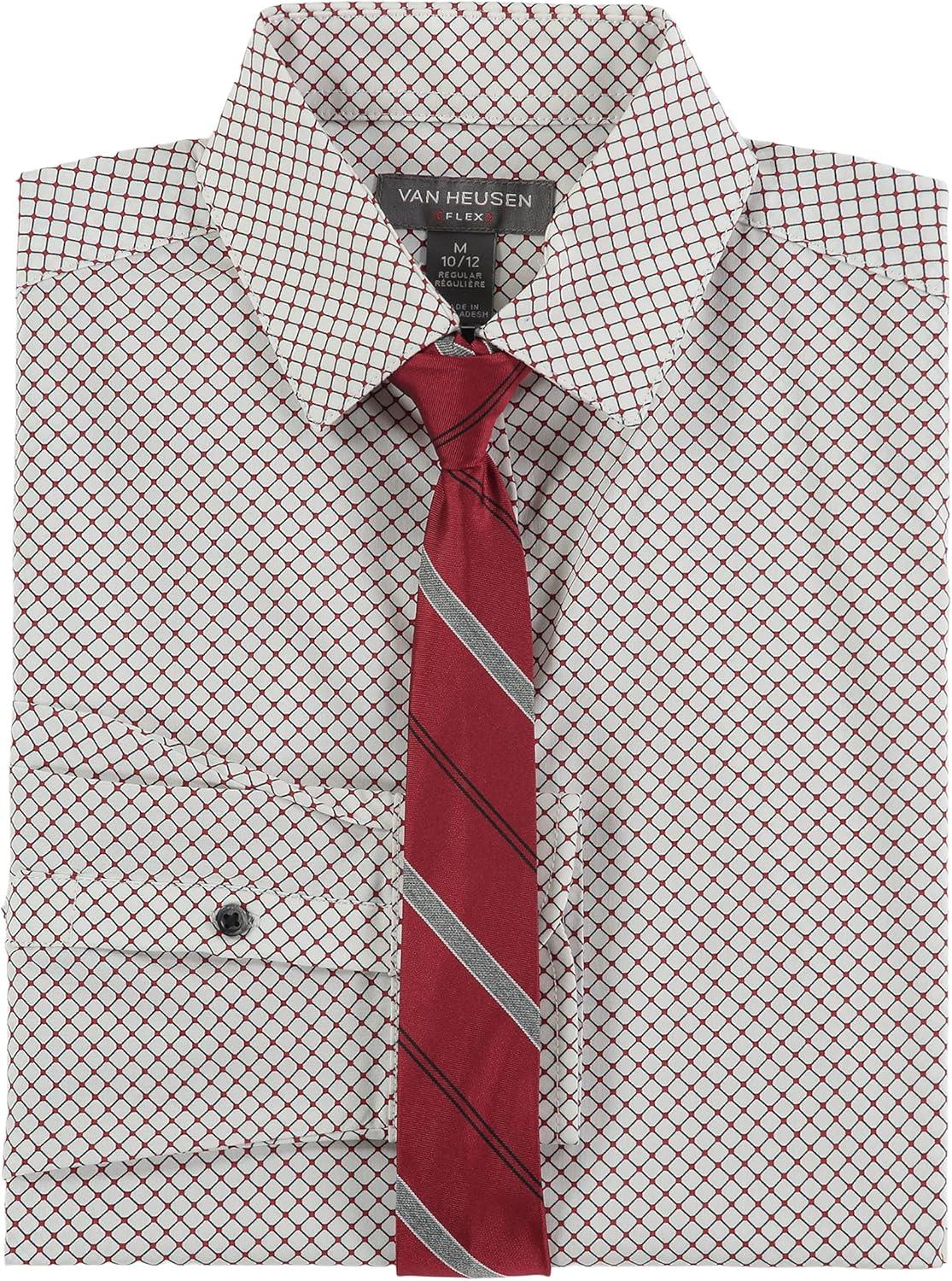 imageVan Heusen Boys Long Sleeve Collared Buttondown Dress Shirt and Tie SetRoasted Rouge Stripe