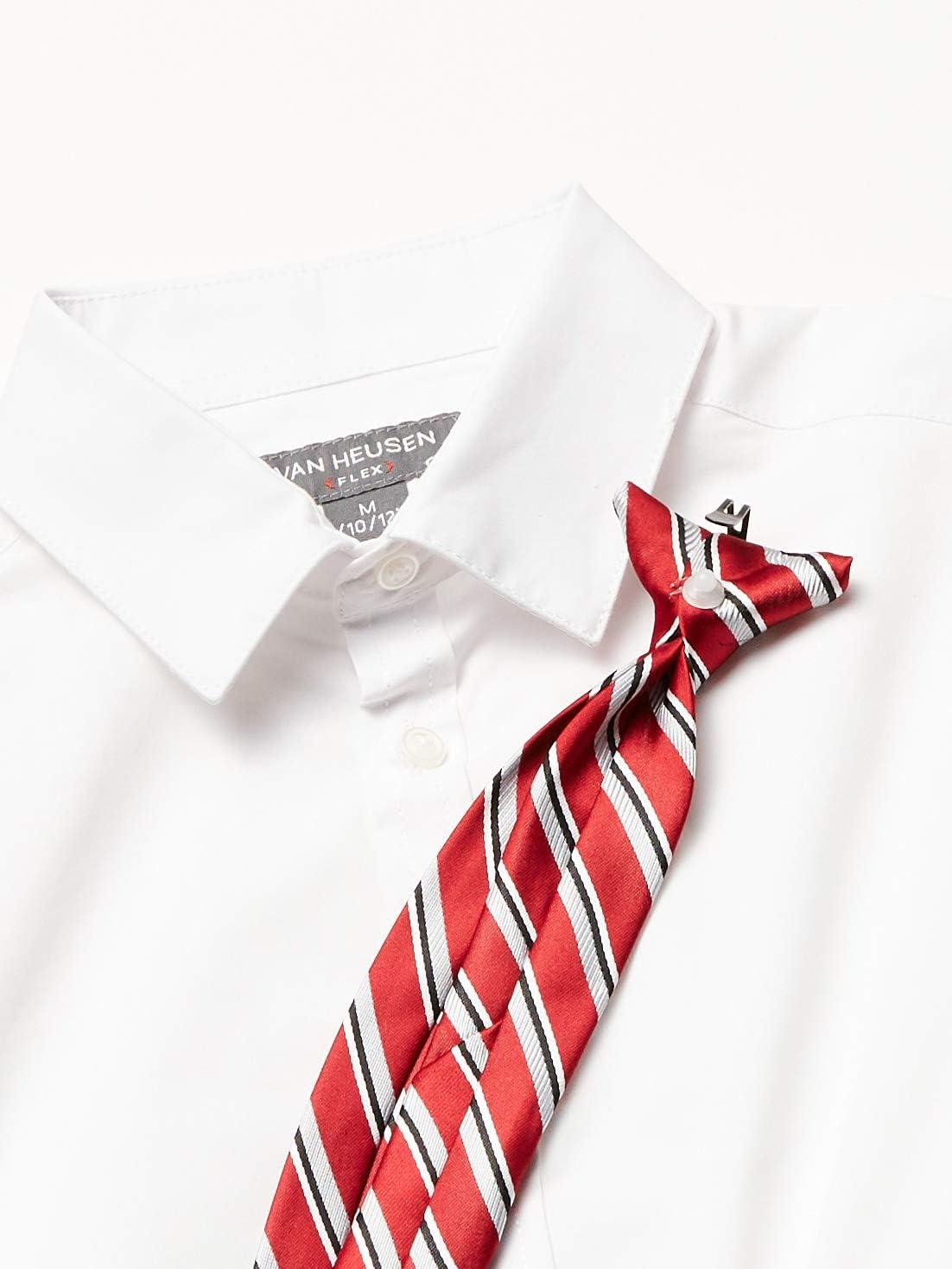 imageVan Heusen Boys Long Sleeve Collared Buttondown Dress Shirt and Tie SetWhite Poplin