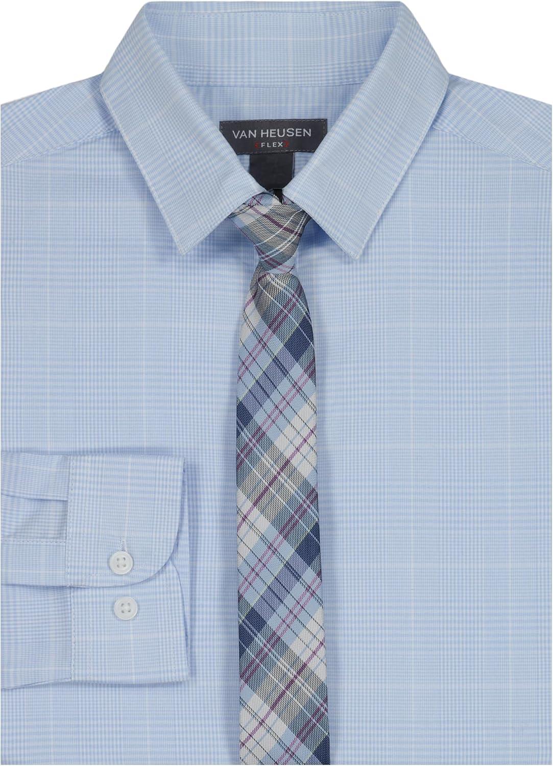 imageVan Heusen Boys Long Sleeve Collared Buttondown Dress Shirt and Tie SetWindsurfer Plaid