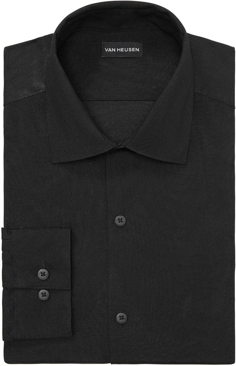 imageVan Heusen Mens BIG FIT Dress Shirt Stain Shield Stretch Big and TallOld Black