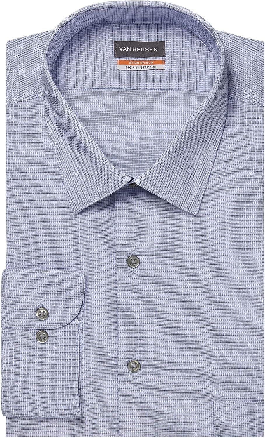 imageVan Heusen Mens BIG FIT Dress Shirt Stain Shield Stretch Big and TallOld Blue Silver