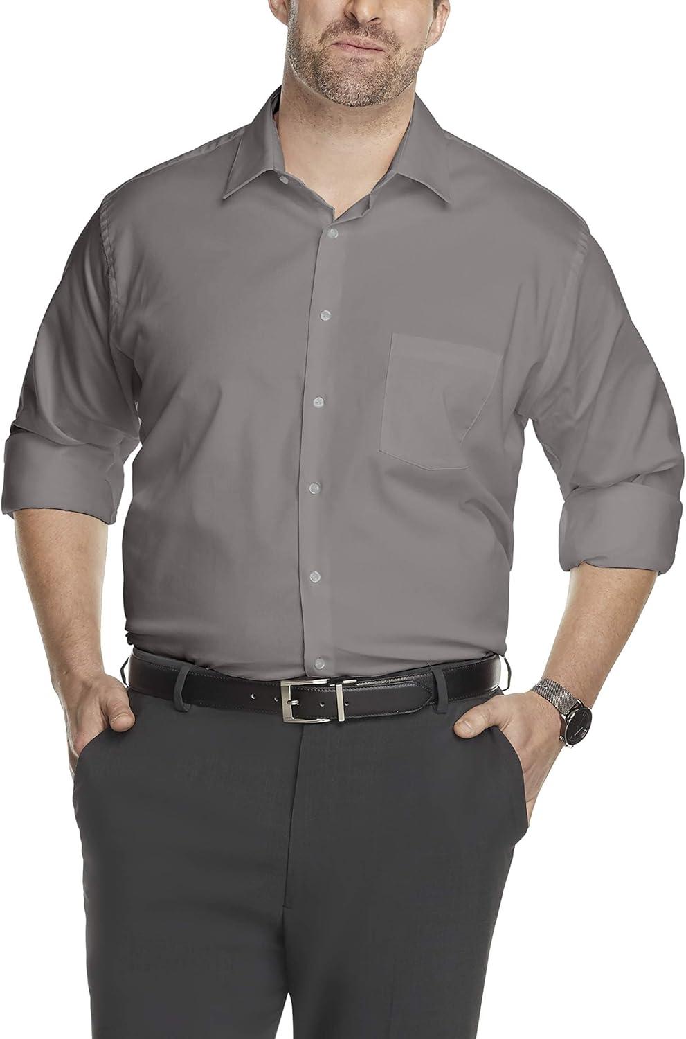 imageVan Heusen Mens BIG FIT Dress Shirt Stain Shield Stretch Big and TallOld Steel