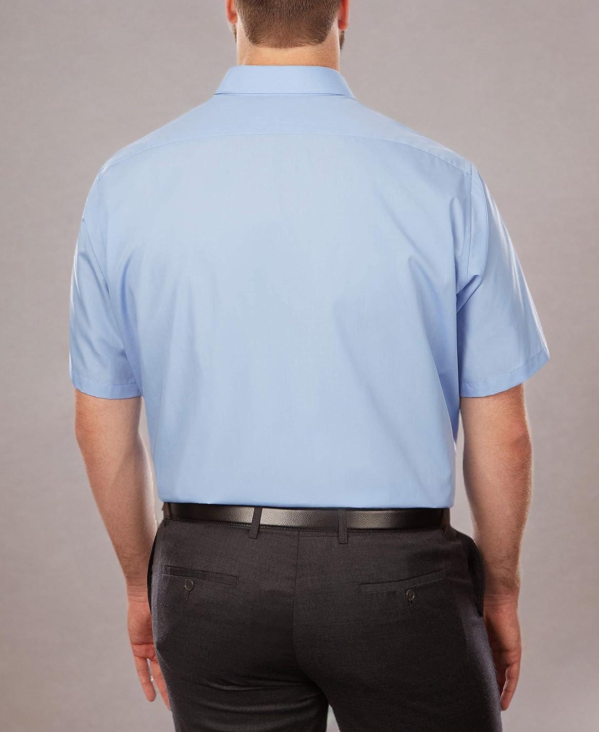 imageVan Heusen Mens BIG FIT Short Sleeve Dress Shirts Poplin Solid Big and TallCameo Blue