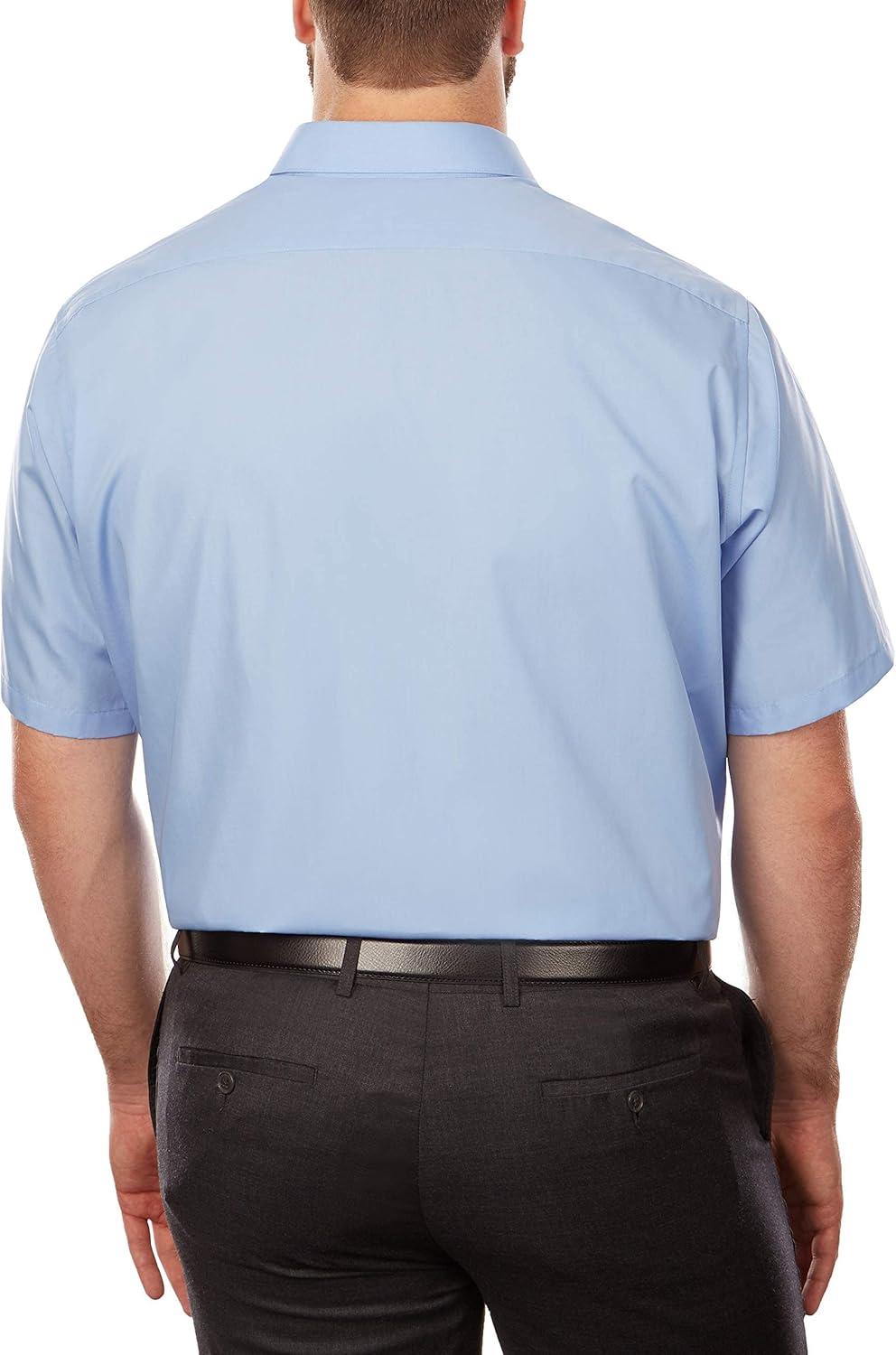 imageVan Heusen Mens BIG FIT Short Sleeve Dress Shirts Poplin Solid Big and TallCameo Blue