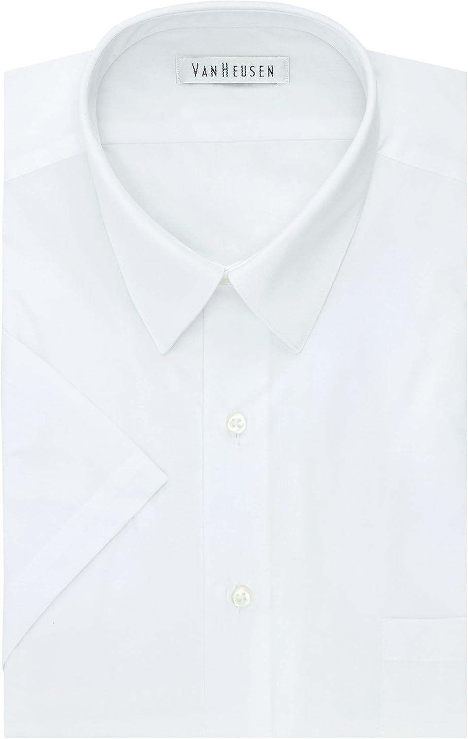imageVan Heusen Mens BIG FIT Short Sleeve Dress Shirts Poplin Solid Big and TallWhite