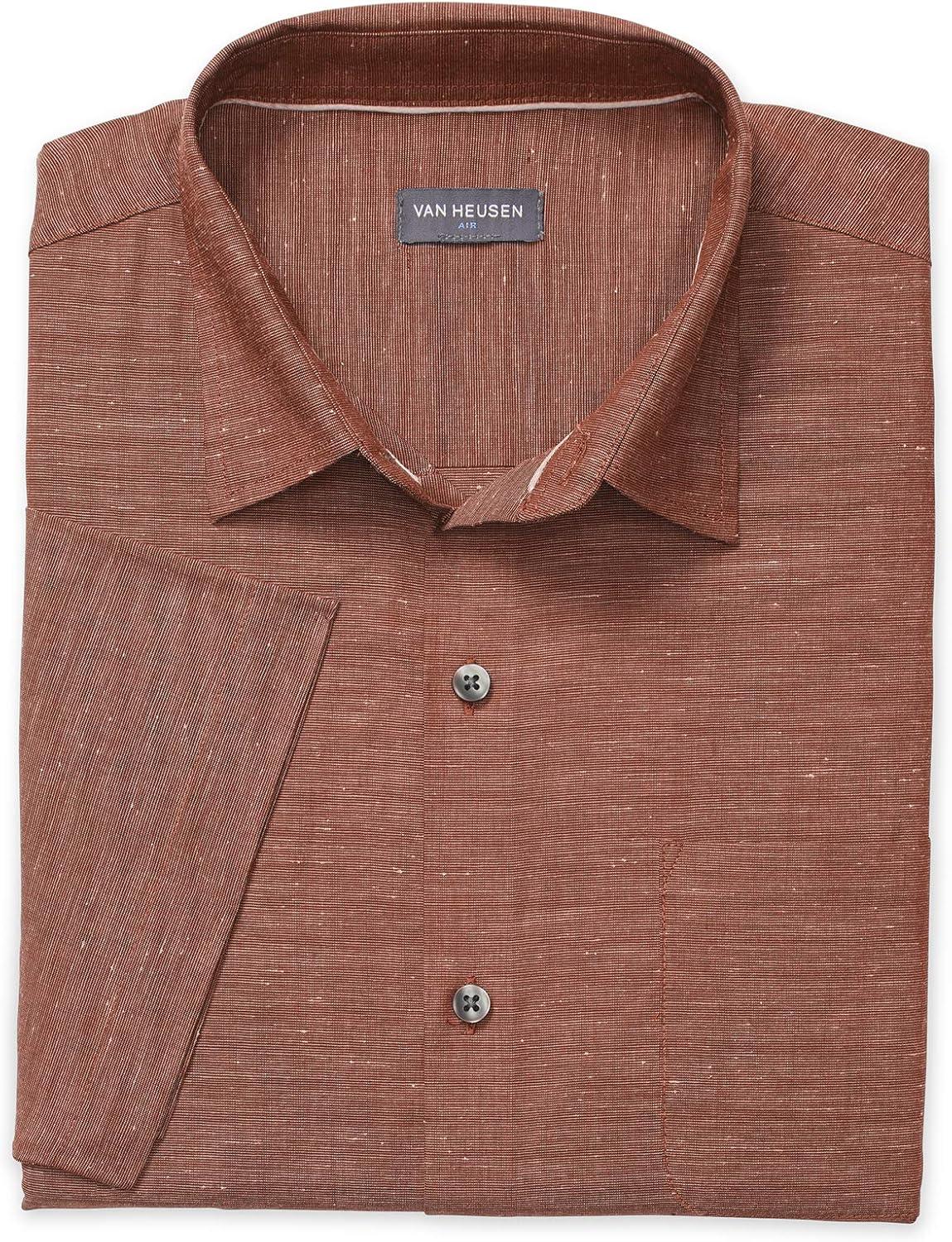 imageVan Heusen Mens Big and Tall Air Short Sleeve Button Down Poly Rayon Stripe ShirtBaked Apple Texture