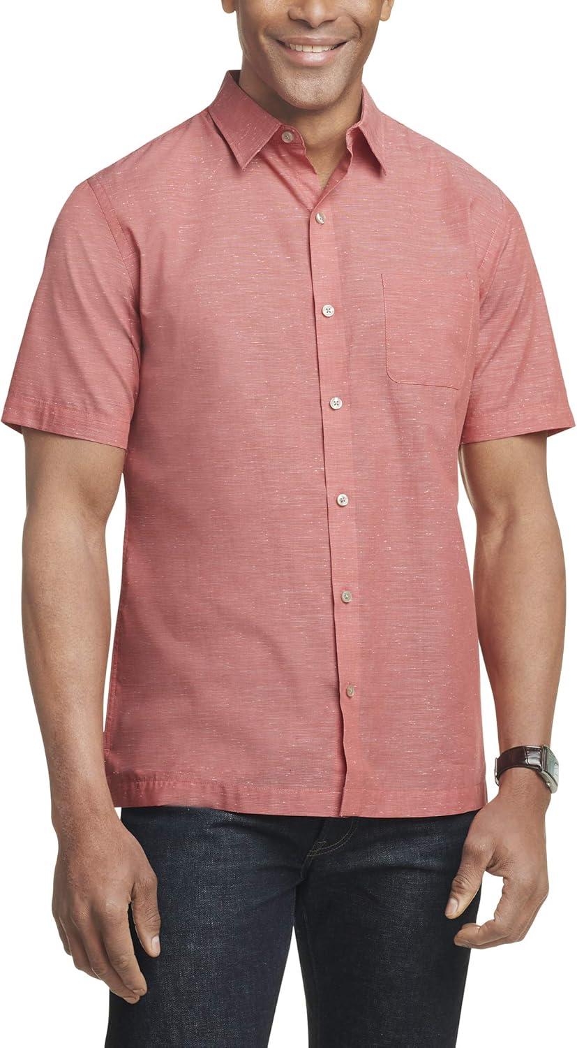imageVan Heusen Mens Big and Tall Air Short Sleeve Button Down Poly Rayon Stripe ShirtBaked Apple Texture