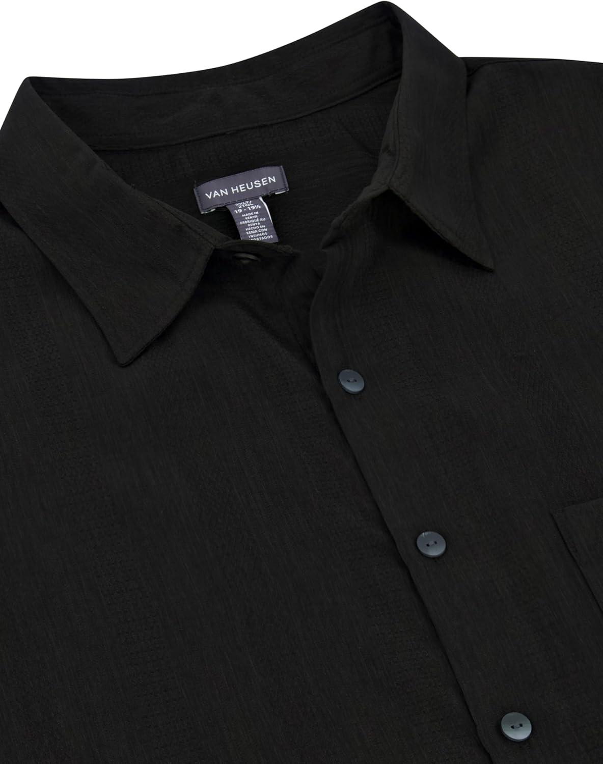 imageVan Heusen Mens Big and Tall Air Short Sleeve Button Down Poly Rayon Stripe ShirtBlack