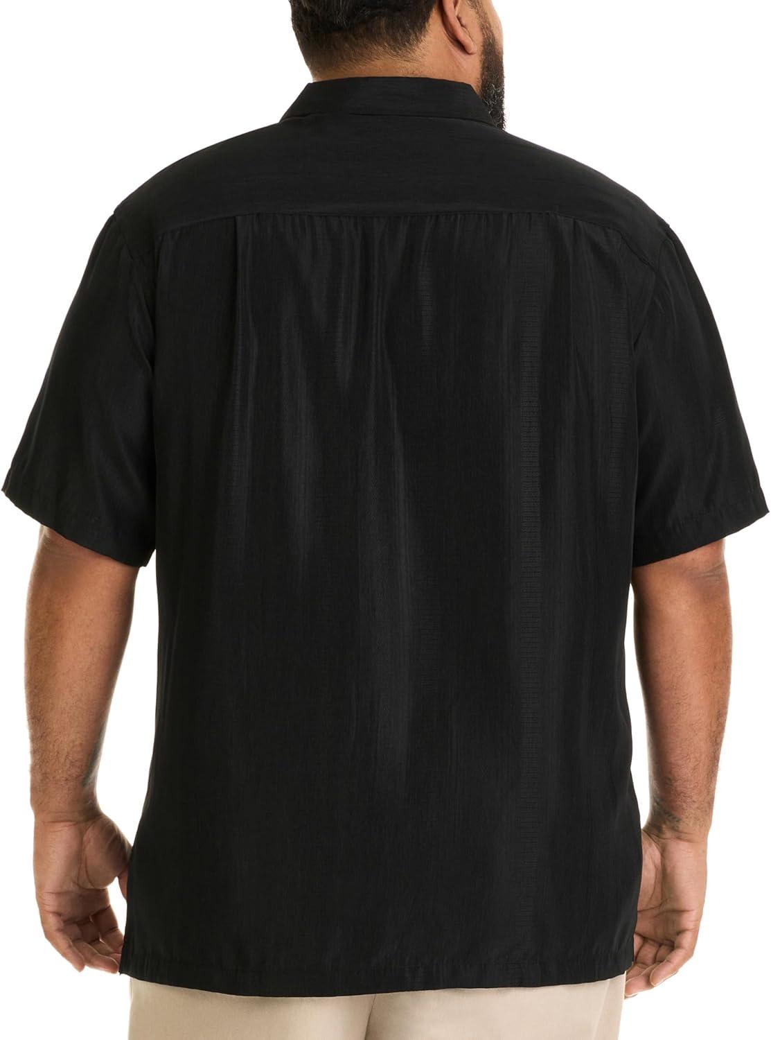 imageVan Heusen Mens Big and Tall Air Short Sleeve Button Down Poly Rayon Stripe ShirtBlack