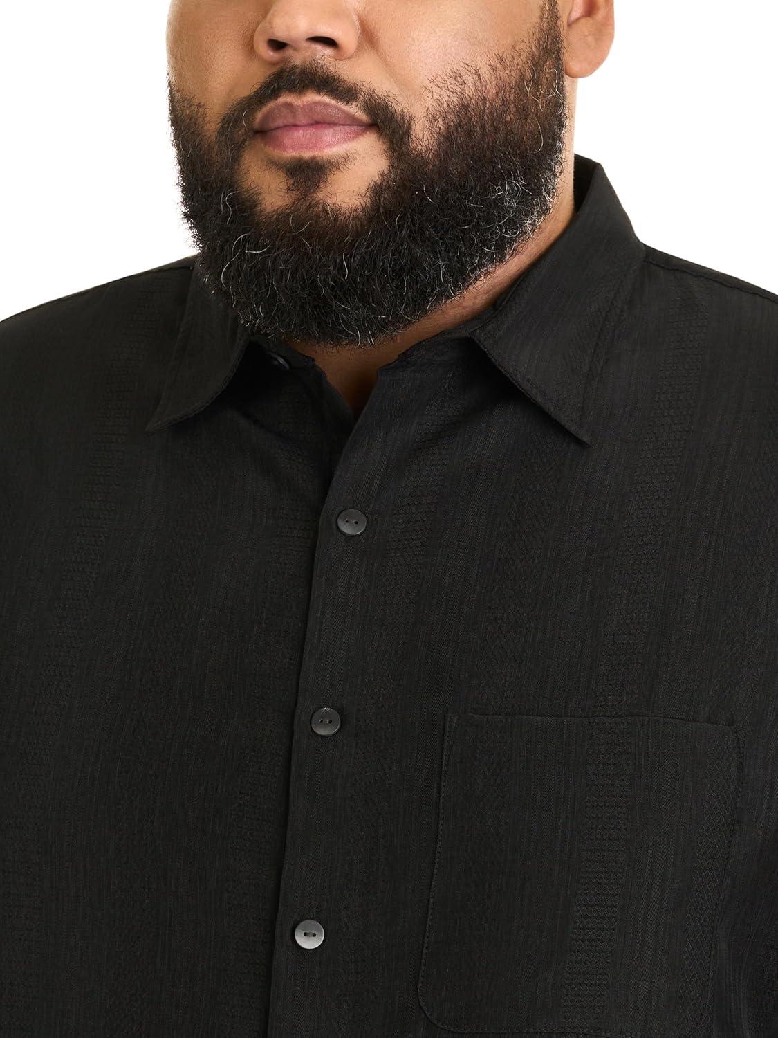 imageVan Heusen Mens Big and Tall Air Short Sleeve Button Down Poly Rayon Stripe ShirtBlack