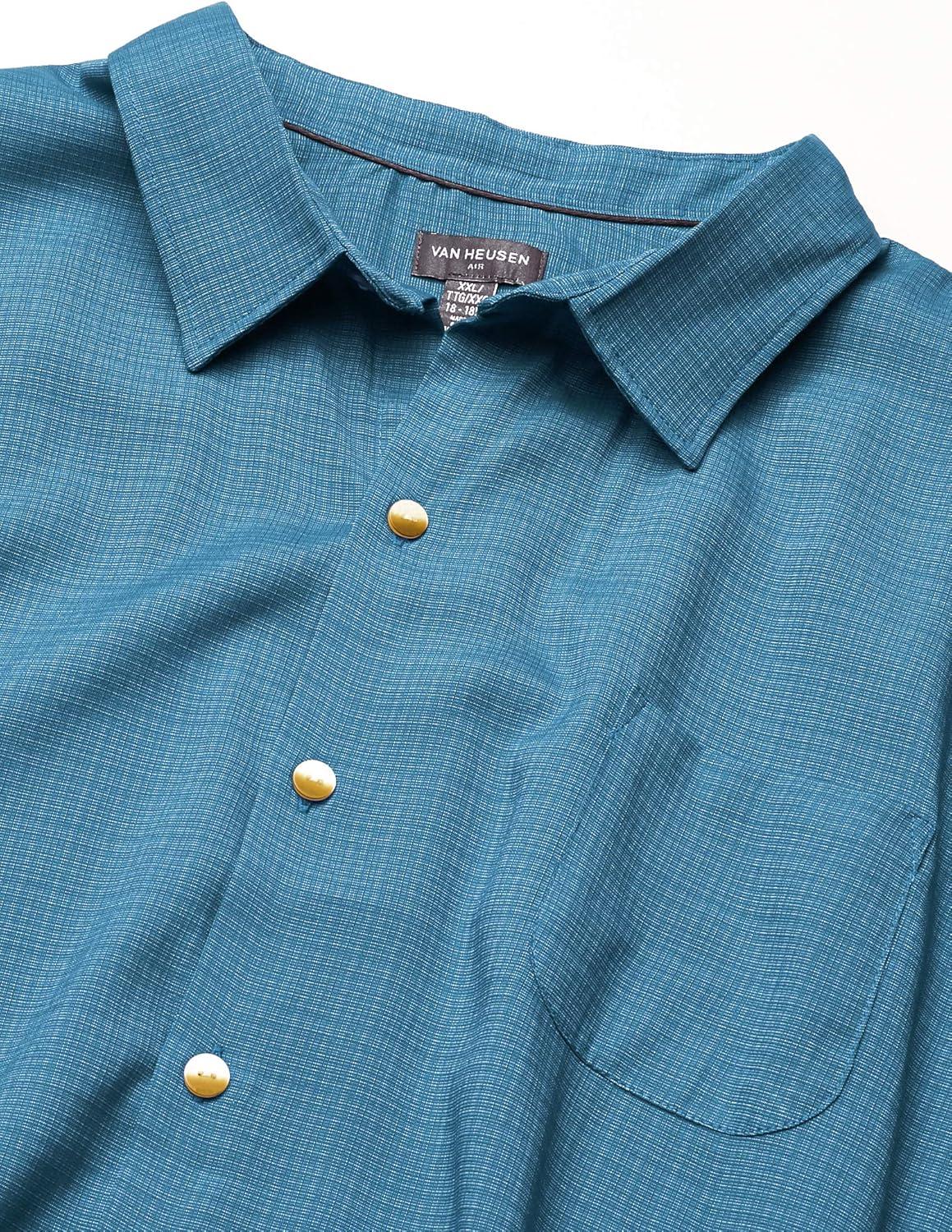 imageVan Heusen Mens Big and Tall Air Short Sleeve Button Down Poly Rayon Stripe ShirtBlue Sapphire
