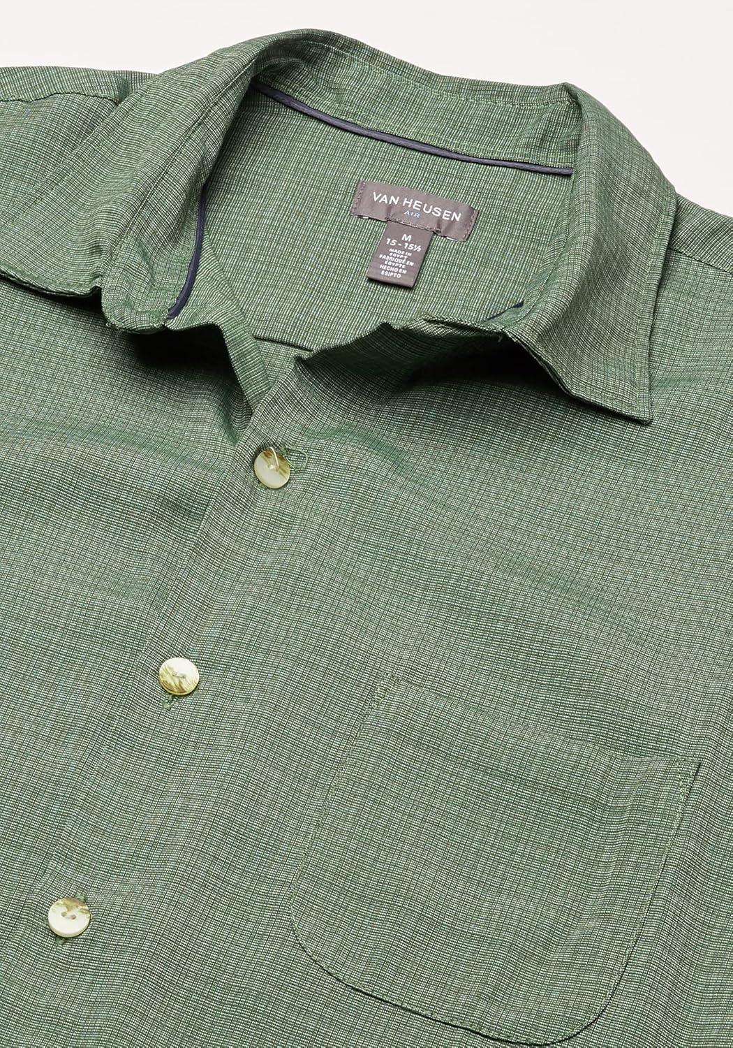 imageVan Heusen Mens Big and Tall Air Short Sleeve Button Down Poly Rayon Stripe ShirtCilantro