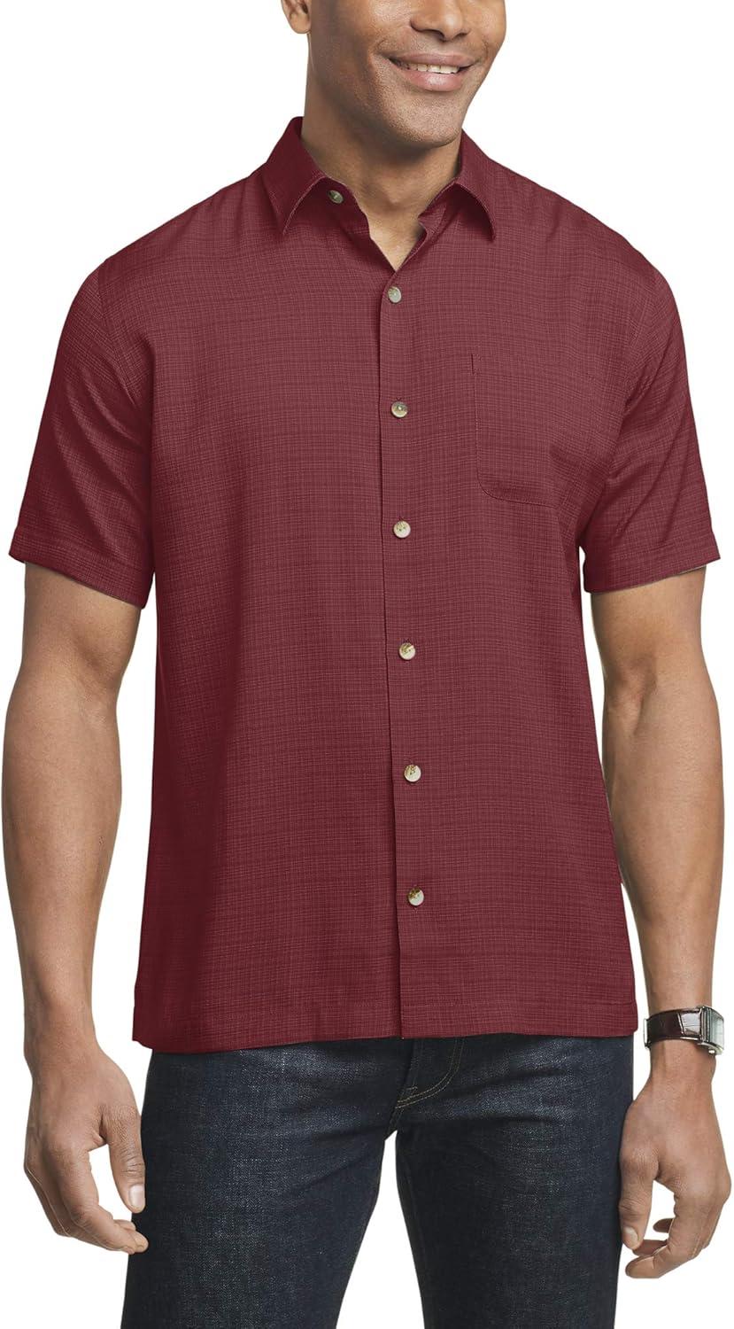 imageVan Heusen Mens Big and Tall Air Short Sleeve Button Down Poly Rayon Stripe ShirtDry Rose