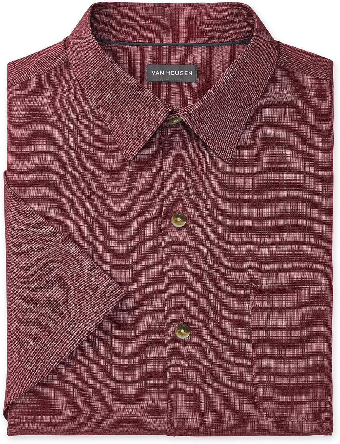 imageVan Heusen Mens Big and Tall Air Short Sleeve Button Down Poly Rayon Stripe ShirtDry Rose