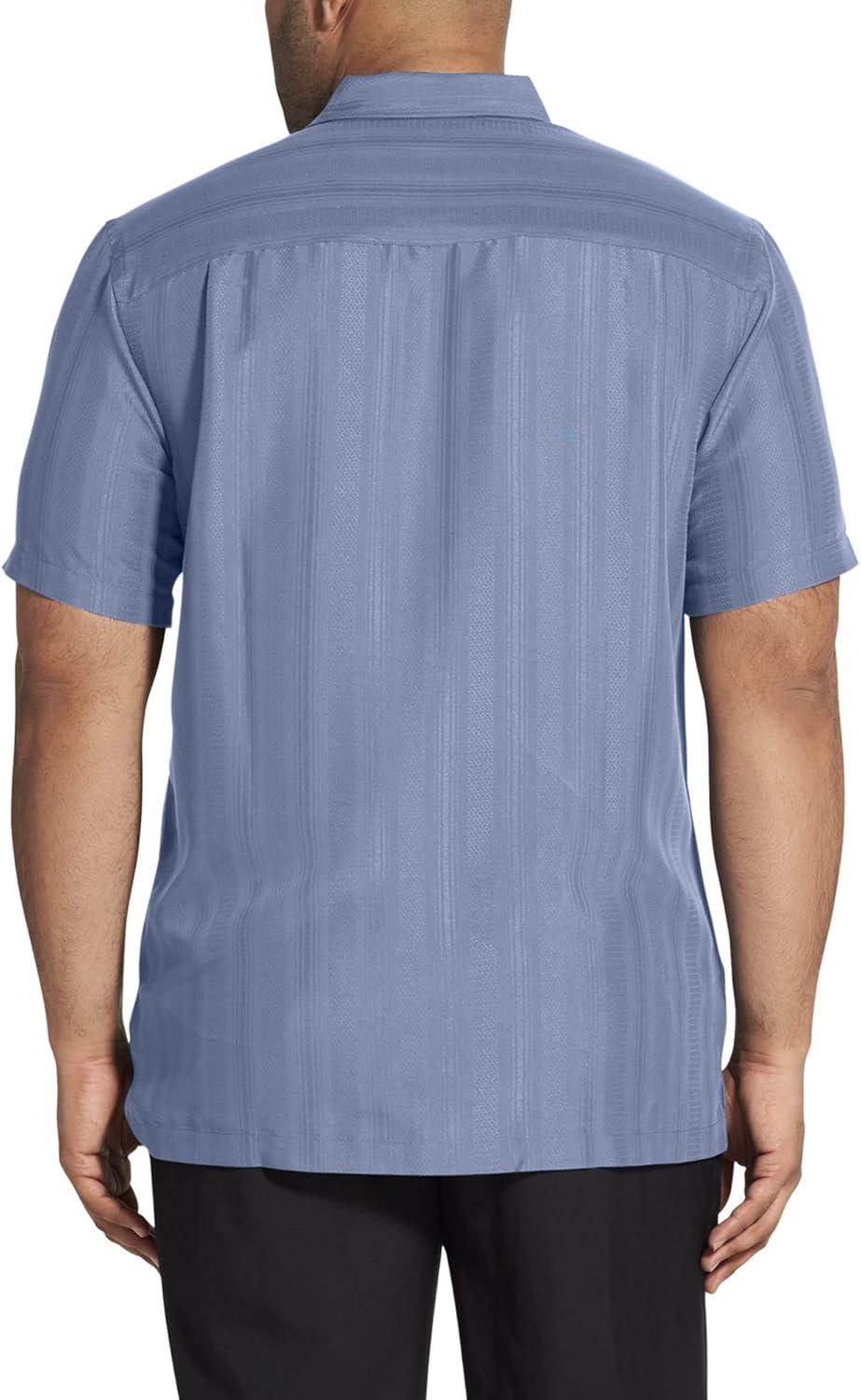 imageVan Heusen Mens Big and Tall Air Short Sleeve Button Down Poly Rayon Stripe ShirtForever Blue