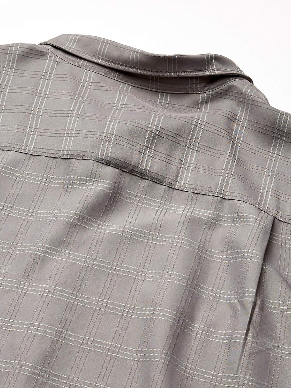 imageVan Heusen Mens Big and Tall Air Short Sleeve Button Down Poly Rayon Stripe ShirtGrey Nickel