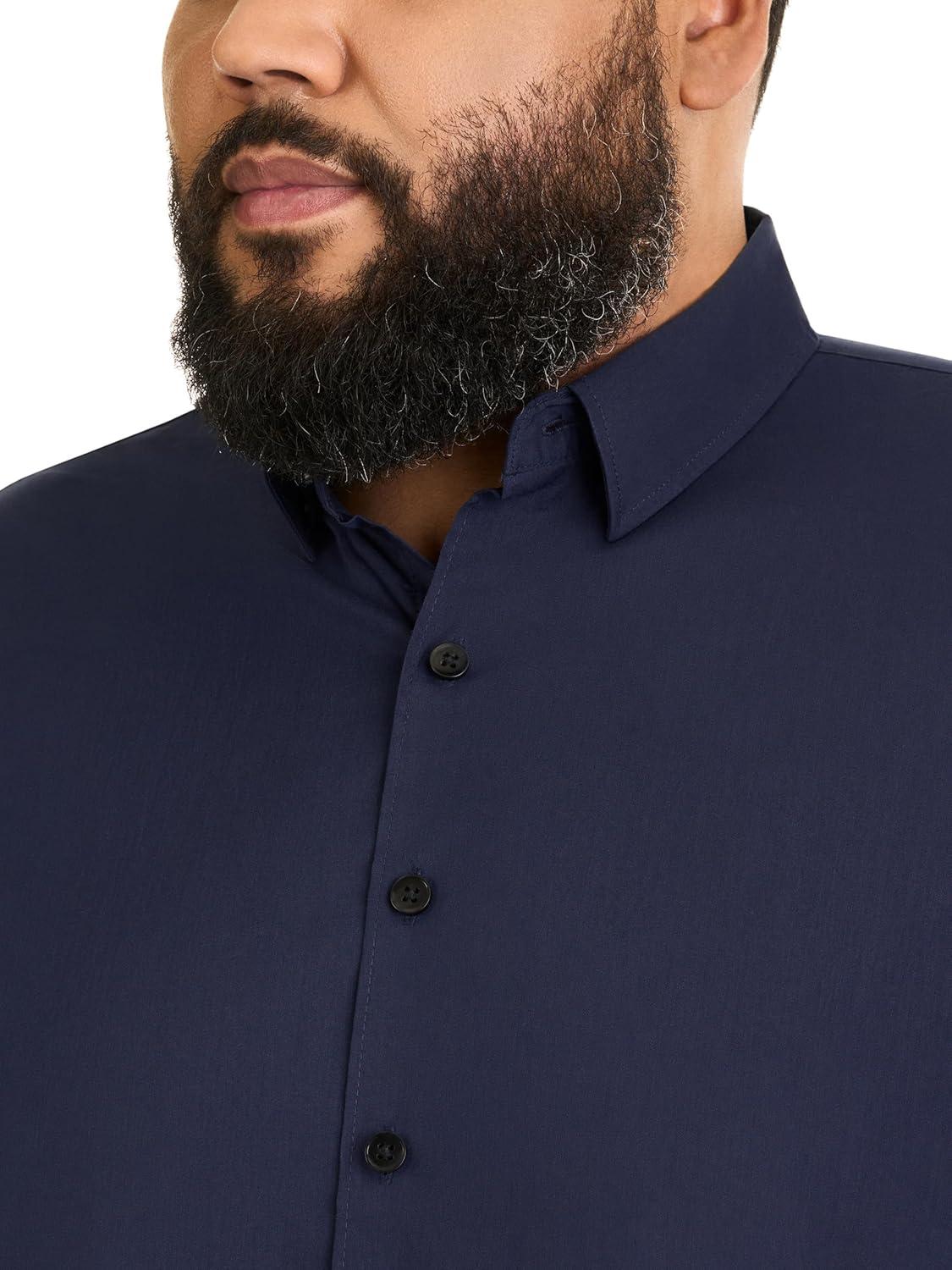 imageVan Heusen Mens Big and Tall Stain Shield Never Tuck Stretch Solid Button Down ShirtButton Down ShirtBlack Iris Solid