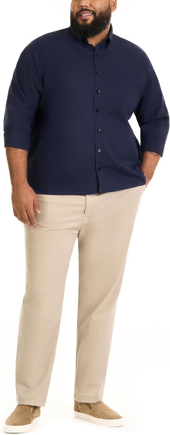 imageVan Heusen Mens Big and Tall Stain Shield Never Tuck Stretch Solid Button Down ShirtButton Down ShirtBlack Iris Solid