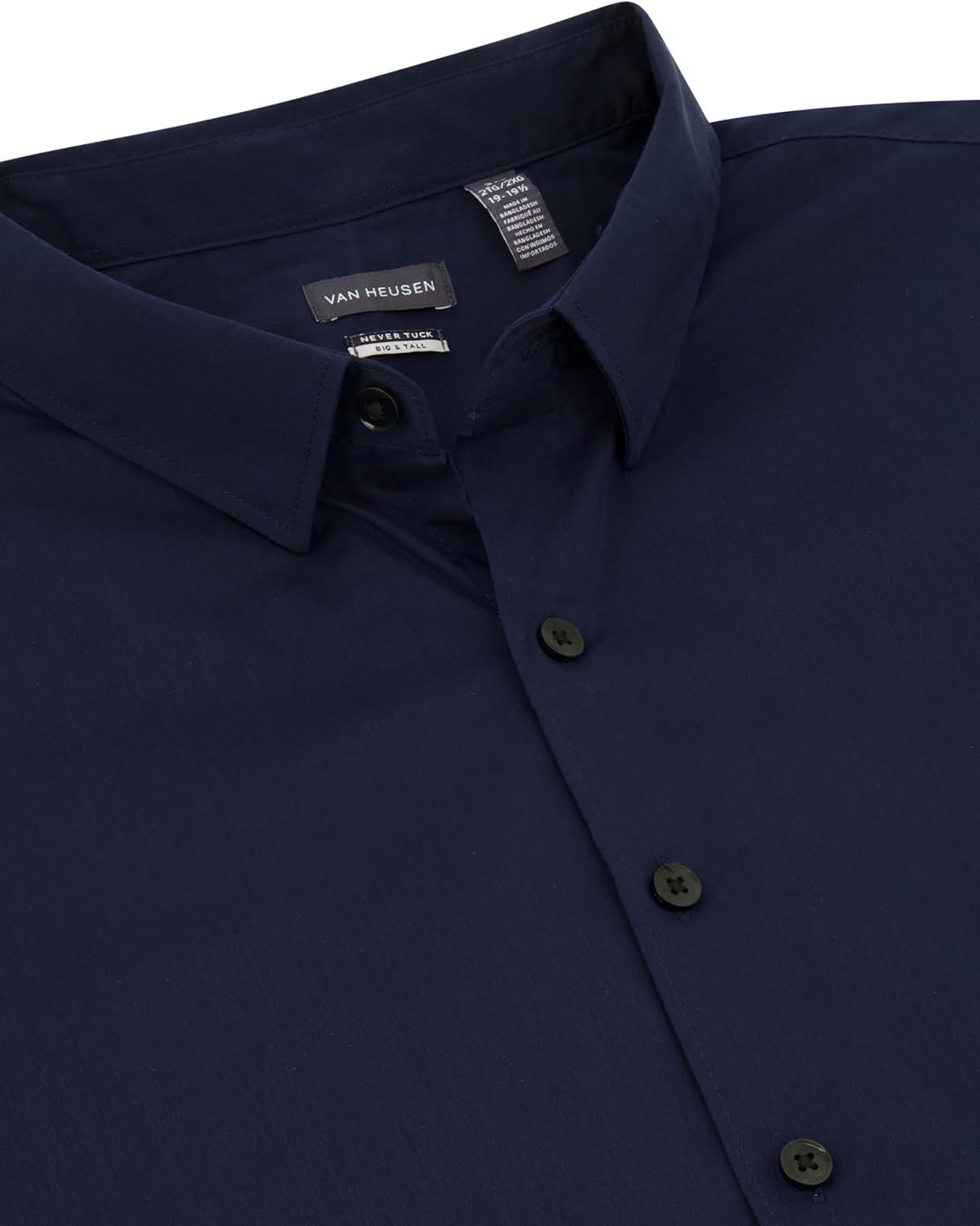 imageVan Heusen Mens Big and Tall Stain Shield Never Tuck Stretch Solid Button Down ShirtButton Down ShirtBlack Iris Solid