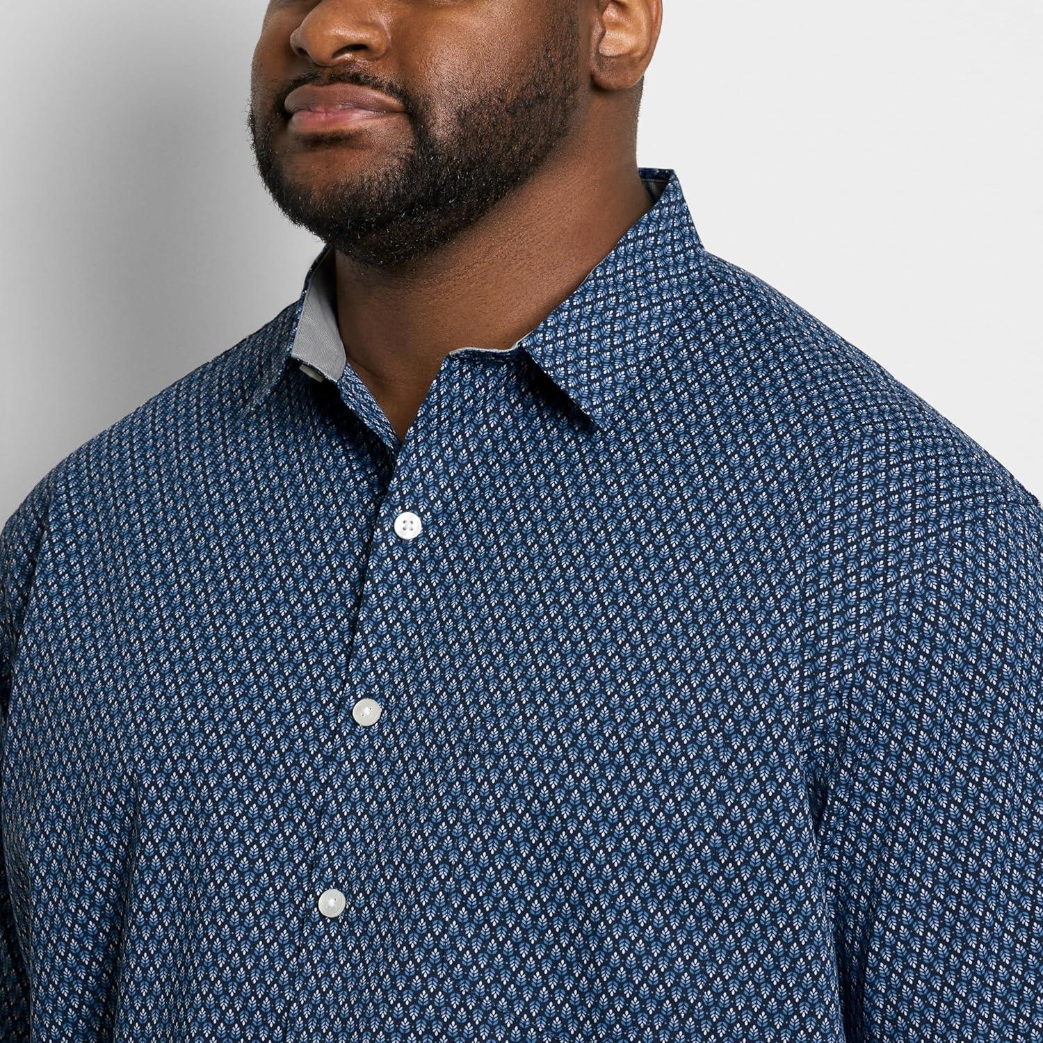 imageVan Heusen Mens Big and Tall Wrinkle Free Short Sleeve Button Down ShirtNavy Black Iris