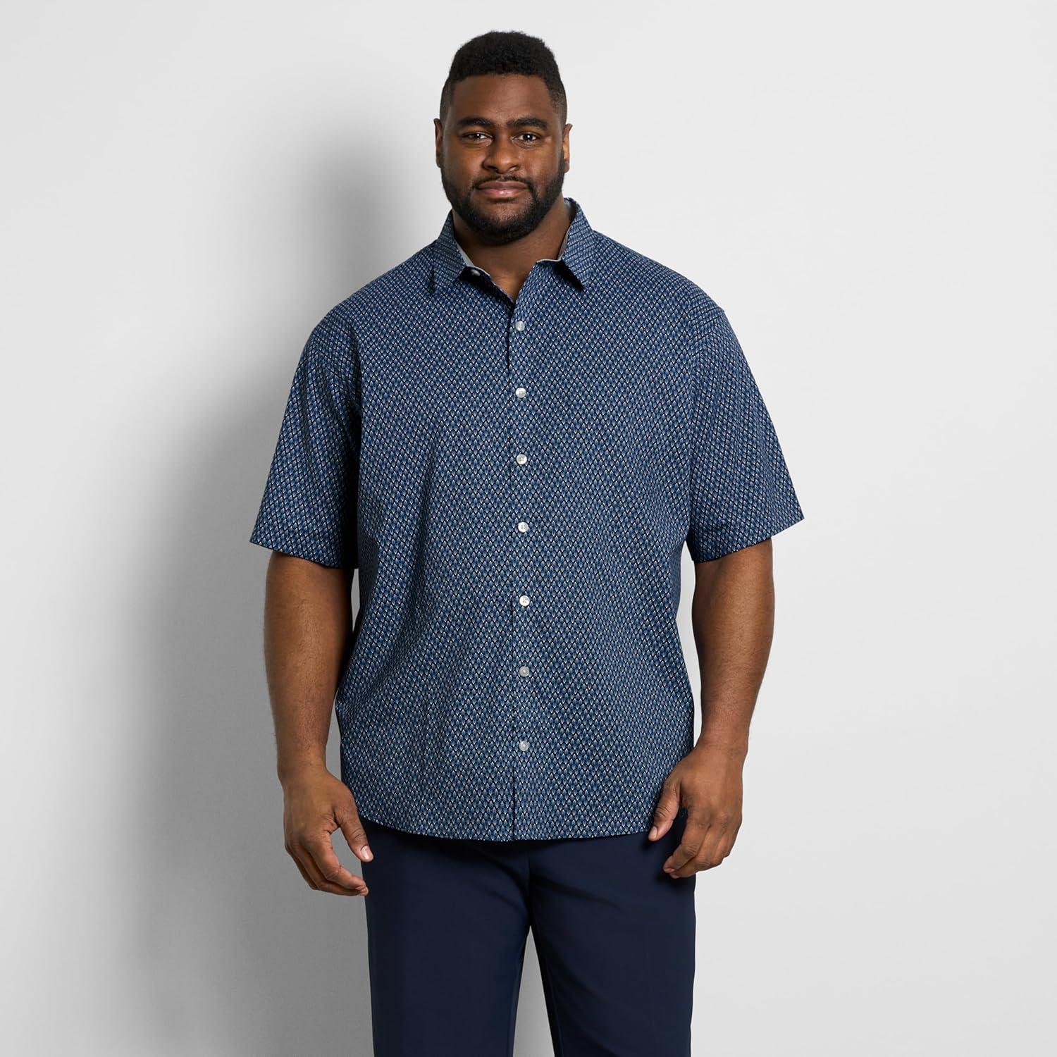 imageVan Heusen Mens Big and Tall Wrinkle Free Short Sleeve Button Down ShirtNavy Black Iris