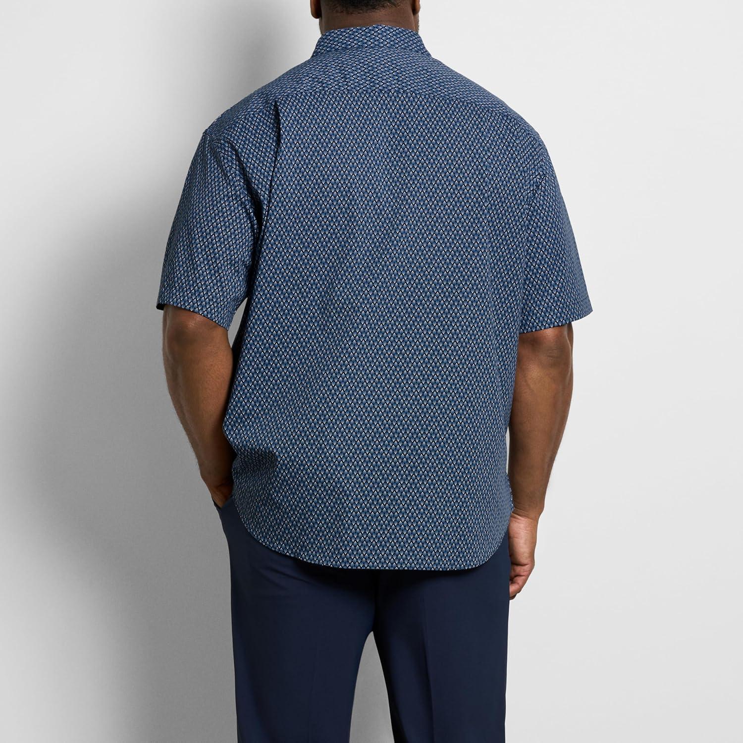 imageVan Heusen Mens Big and Tall Wrinkle Free Short Sleeve Button Down ShirtNavy Black Iris