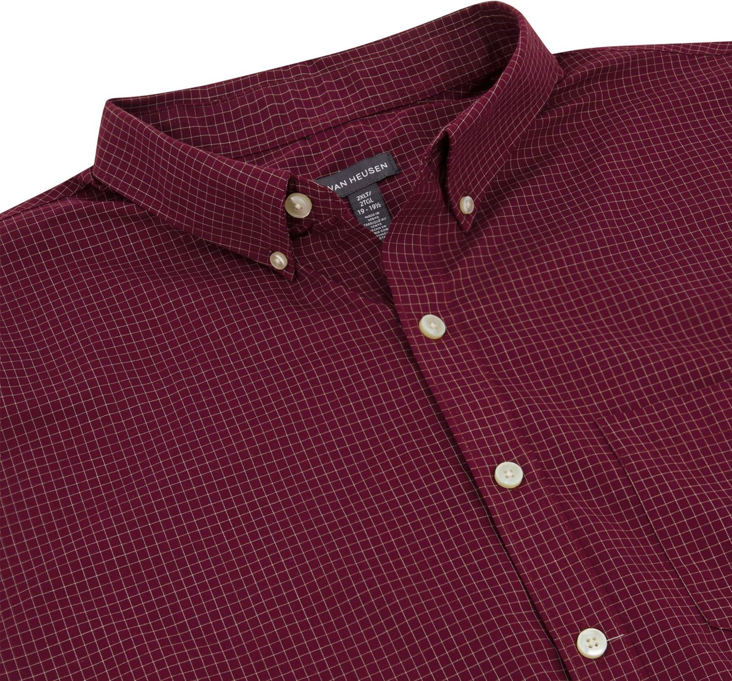 imageVan Heusen Mens Big and Tall Wrinkle Free Short Sleeve Button Down ShirtPort Red