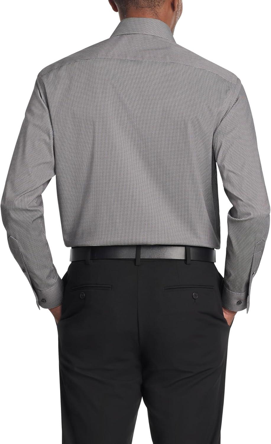 imageVan Heusen Mens Dress Shirt Regular Fit Ultra Wrinkle Free Flex Collar Stretch CheckBlack