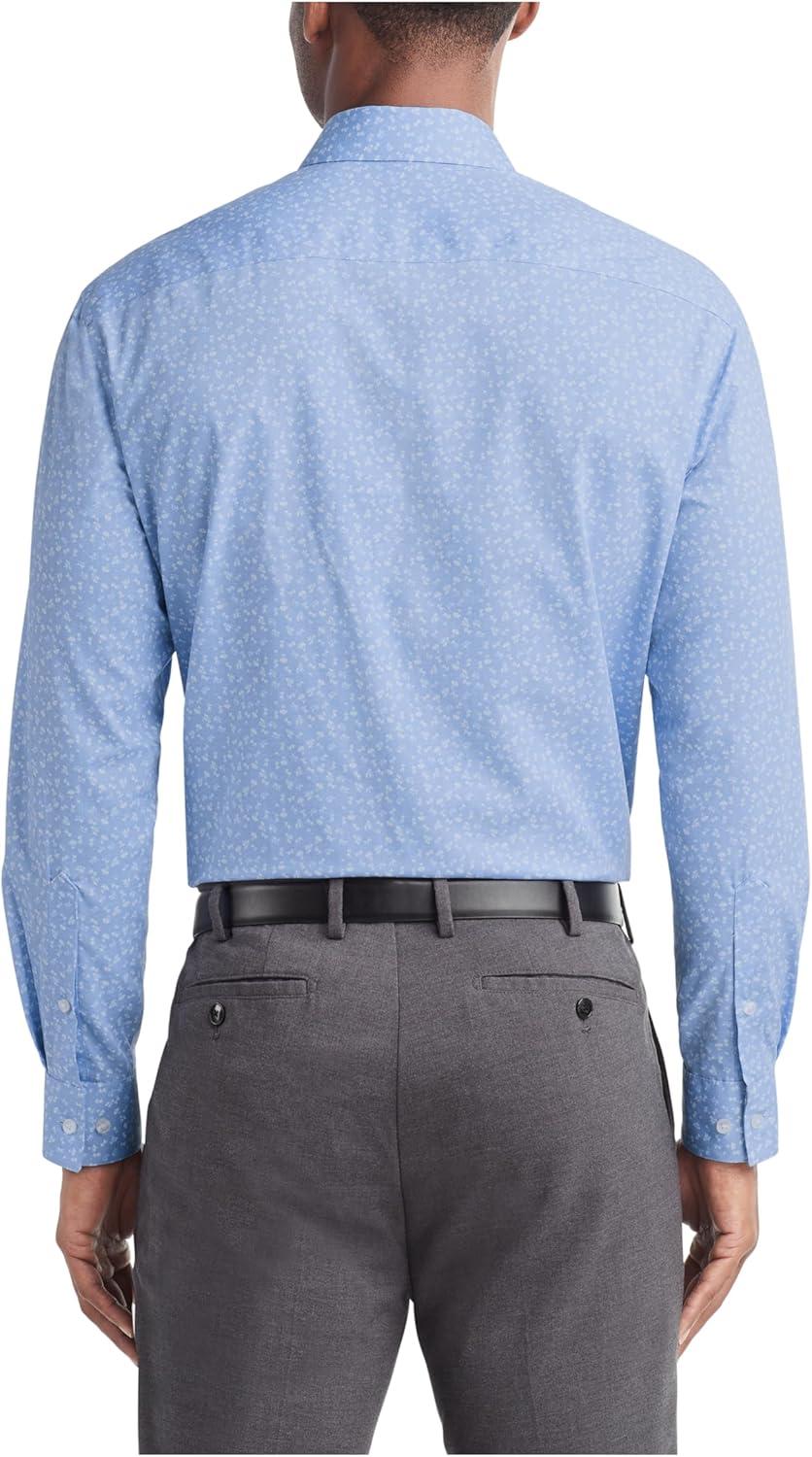 imageVan Heusen Mens Dress Shirt Regular Fit Ultra Wrinkle Free Flex Collar Stretch CheckBlue Denim