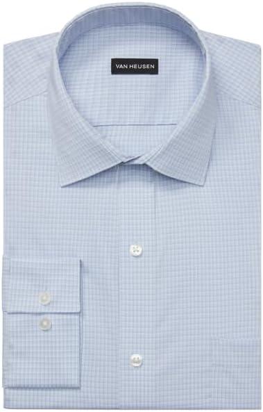 imageVan Heusen Mens Dress Shirt Regular Fit Ultra Wrinkle Free Flex Collar Stretch CheckBlue Haze