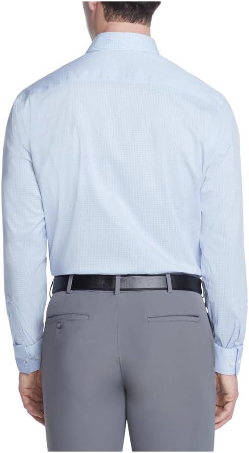 imageVan Heusen Mens Dress Shirt Regular Fit Ultra Wrinkle Free Flex Collar Stretch CheckBlue Haze