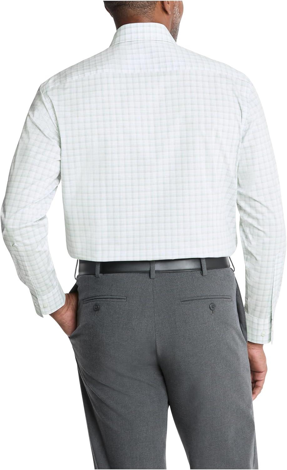 imageVan Heusen Mens Dress Shirt Regular Fit Ultra Wrinkle Free Flex Collar Stretch CheckGrey Sage Check