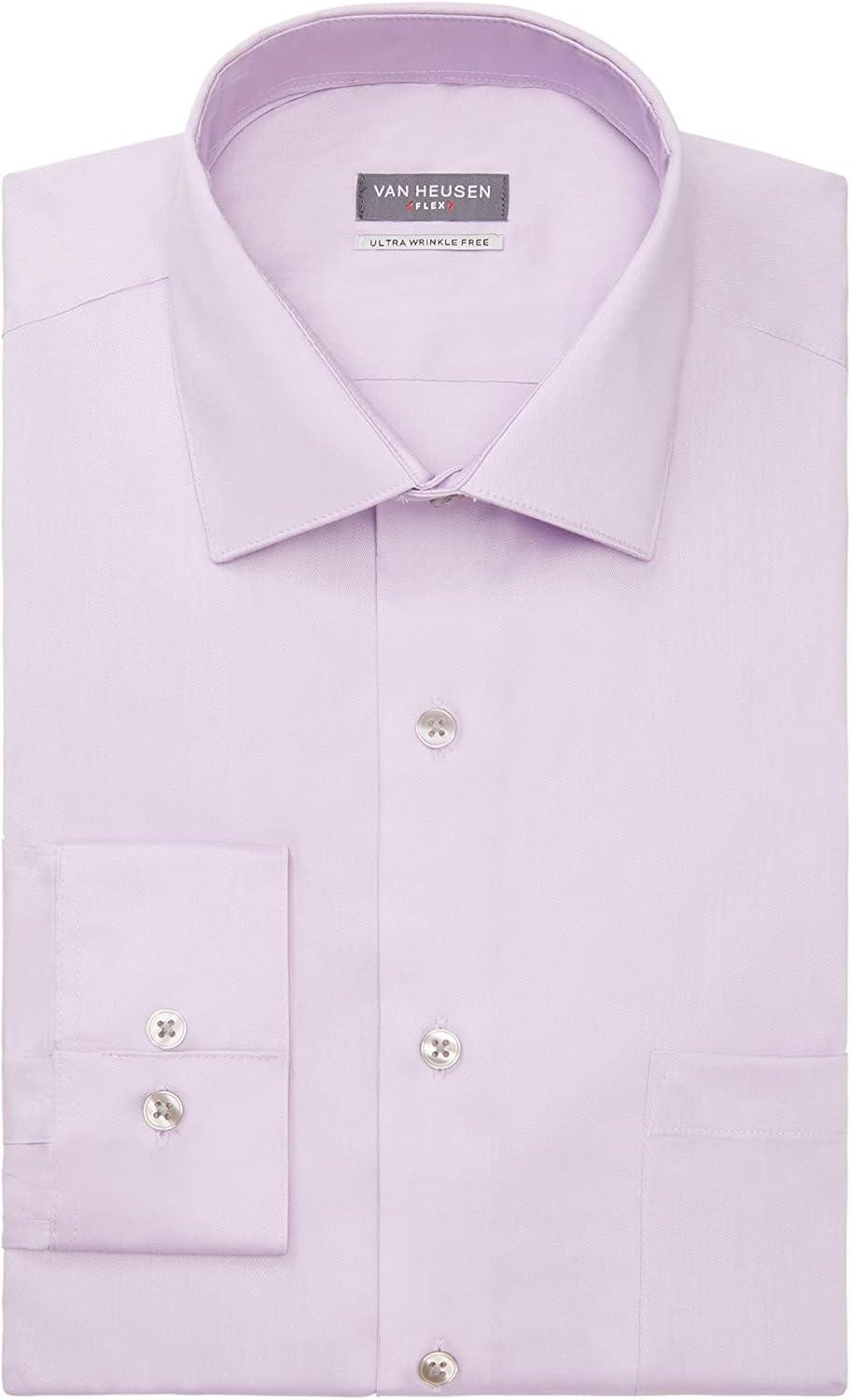 imageVan Heusen Mens Dress Shirt Regular Fit Ultra Wrinkle Free Flex Collar Stretch CheckLilac