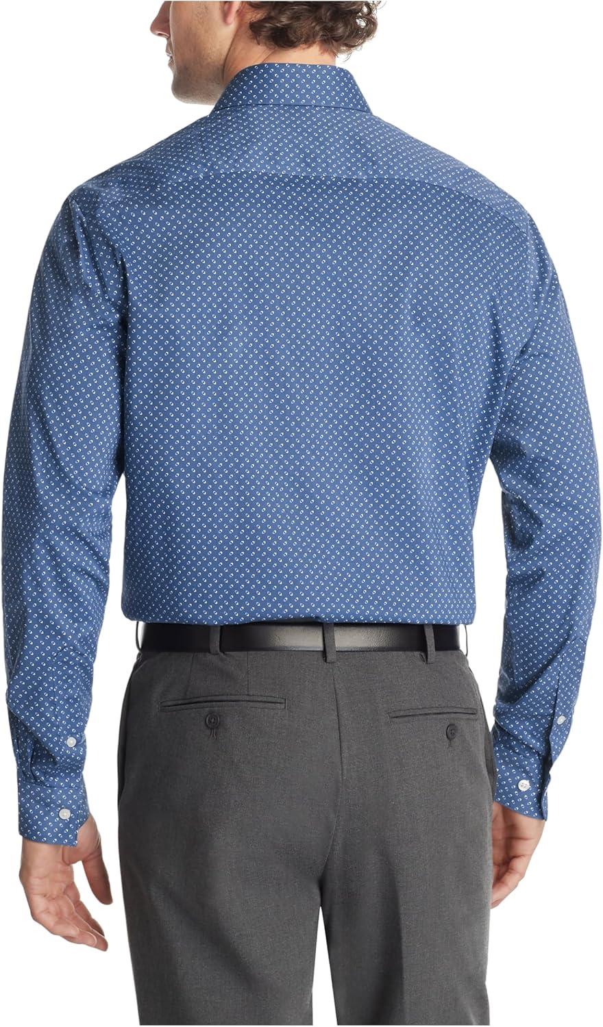imageVan Heusen Mens Dress Shirt Regular Fit Ultra Wrinkle Free Flex Collar Stretch CheckMarine Blue