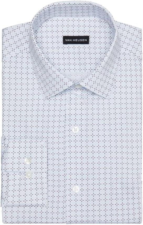 imageVan Heusen Mens Dress Shirt Regular Fit Ultra Wrinkle Free Flex Collar Stretch CheckMulti Blue