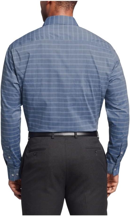 imageVan Heusen Mens Dress Shirt Regular Fit Ultra Wrinkle Free Flex Collar Stretch CheckNavy