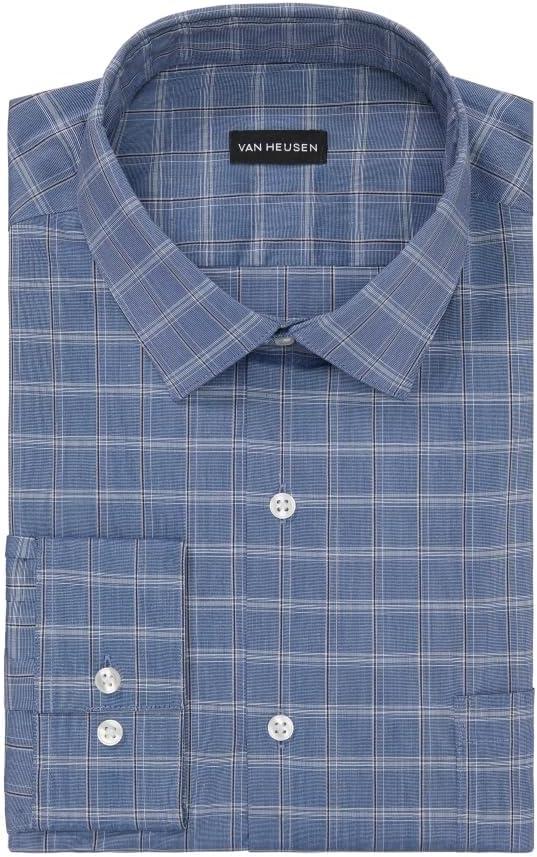 imageVan Heusen Mens Dress Shirt Regular Fit Ultra Wrinkle Free Flex Collar Stretch CheckNavy