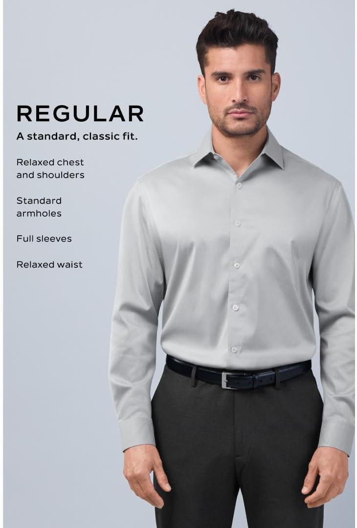 imageVan Heusen Mens Dress Shirt Regular Fit Ultra Wrinkle Free Flex Collar Stretch CheckPebble