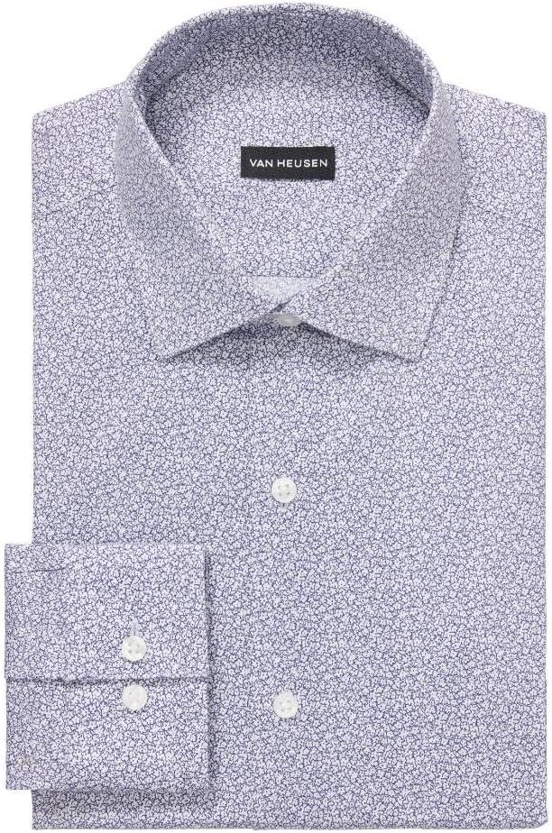 imageVan Heusen Mens Dress Shirt Regular Fit Ultra Wrinkle Free Flex Collar Stretch CheckSavoy Blue