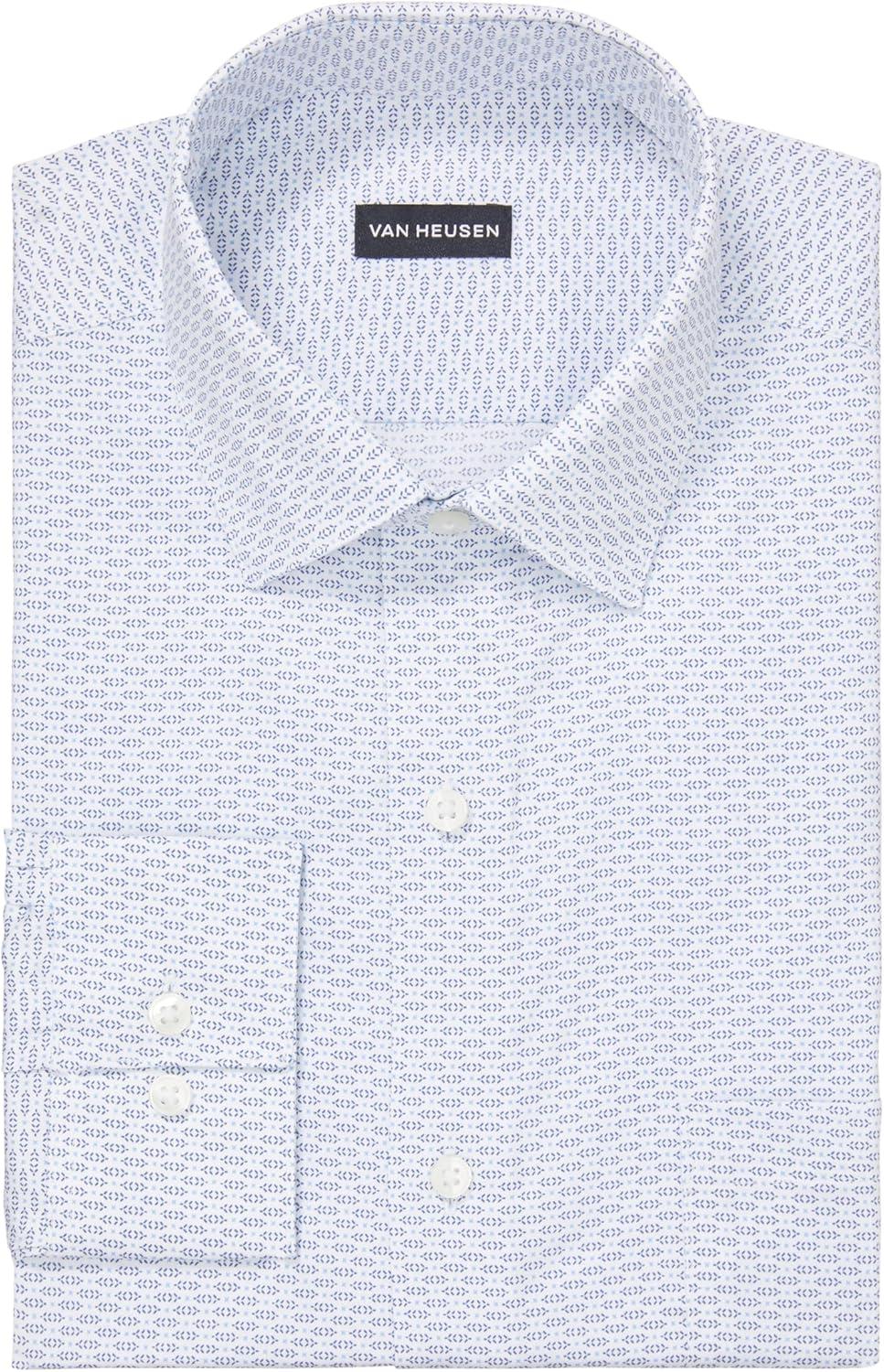 imageVan Heusen Mens Dress Shirt Regular Fit Ultra Wrinkle Free Flex Collar Stretch CheckSea Blue Multi