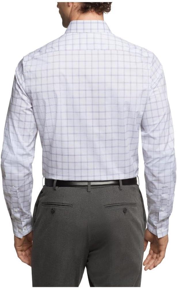 imageVan Heusen Mens Dress Shirt Regular Fit Ultra Wrinkle Free Flex Collar Stretch CheckSteel Pink