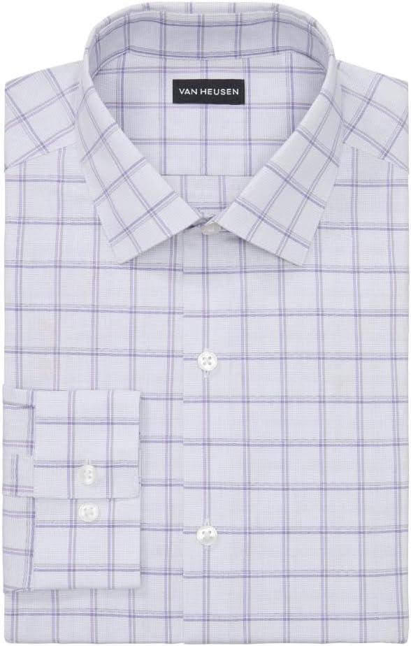 imageVan Heusen Mens Dress Shirt Regular Fit Ultra Wrinkle Free Flex Collar Stretch CheckSteel Pink