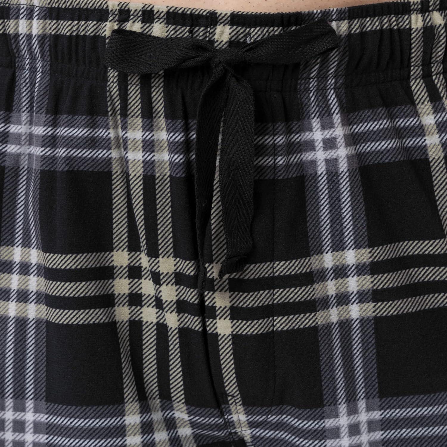 imageVan Heusen Mens Flannel Fleece Sleep PantBlack Plaid